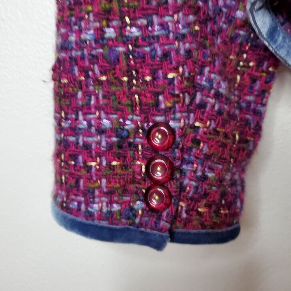Jones New York Country Women Sz Large Purple Pink Tweed Wool Blend Blazer Jacket - Picture 6 of 12